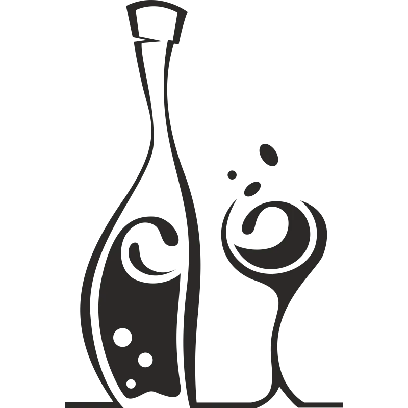 Bouteille et verre à vin design